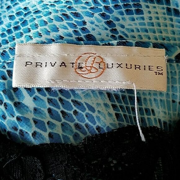 Private Luxuries Blue Black Faux Snakeskin Nightgown Size Small | Satin Slip - Picture 3 of 3